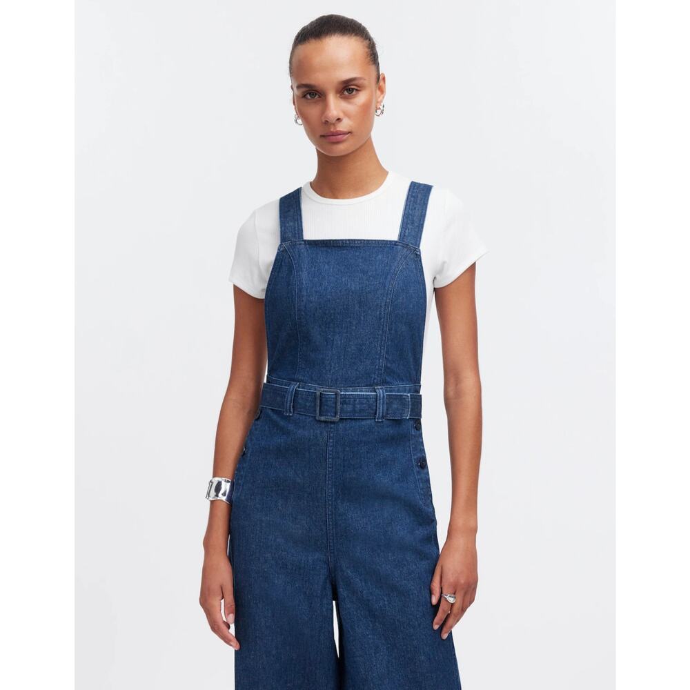 MADEWELL Denim Cross-Back Jumpsuit in Cason Wash- size 6